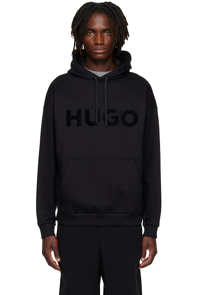 Хлопковый худи оверсайз с логотипом из махровой ткани Hugo, черный
Хлопковый худи оверсайз с логотипом из махровой ткани Hugo, черный