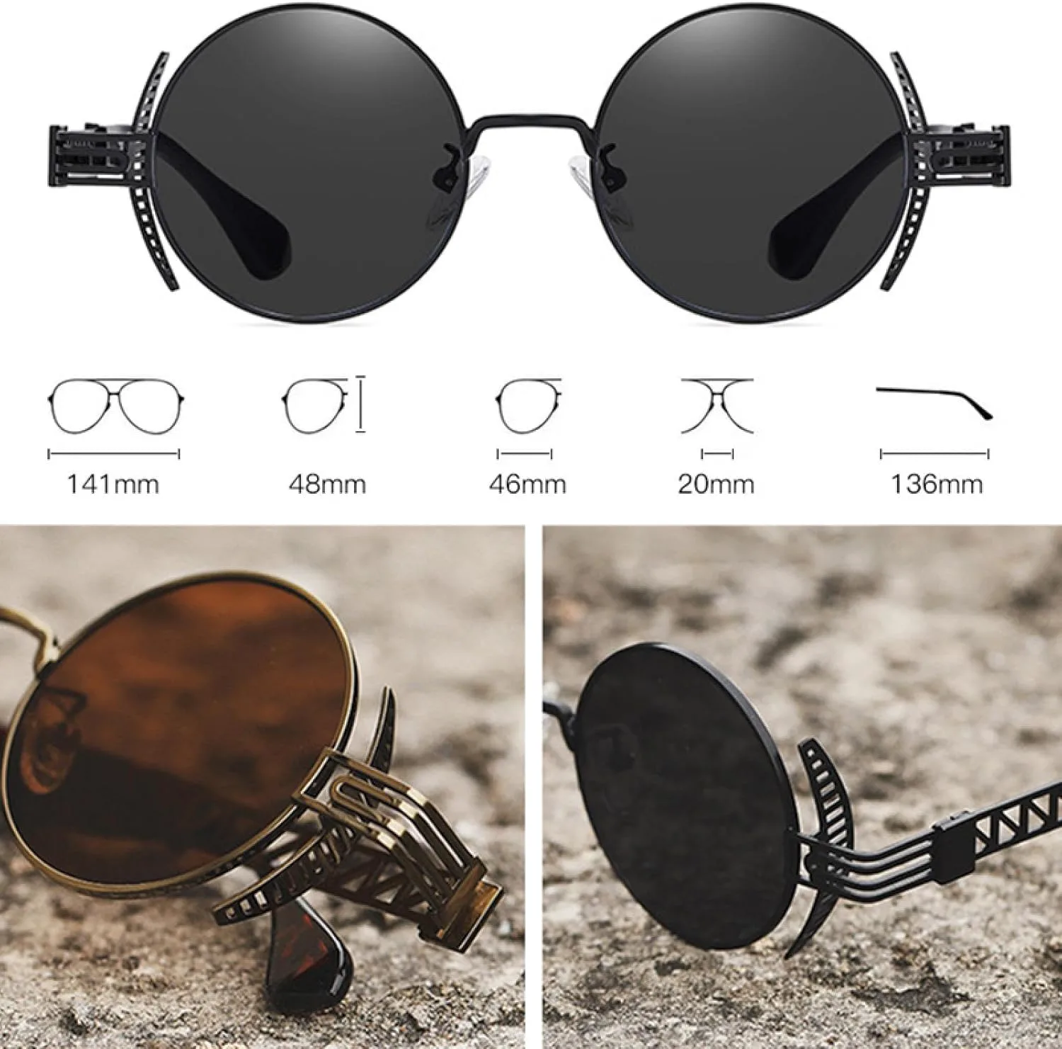 Ретро круглые панк-солнцезащитные очки для женщин, модные, с прозрачными линзами, защита от УФ-излучения UV400, для мужчин, уникальные, металлические HHZZYVY, 1
Ретро круглые панк-солнцезащитные очки для женщин, модные, с прозрачными линзами, защита от УФ-излучения UV400, для мужчин, уникальные, металлические HHZZYVY, 1