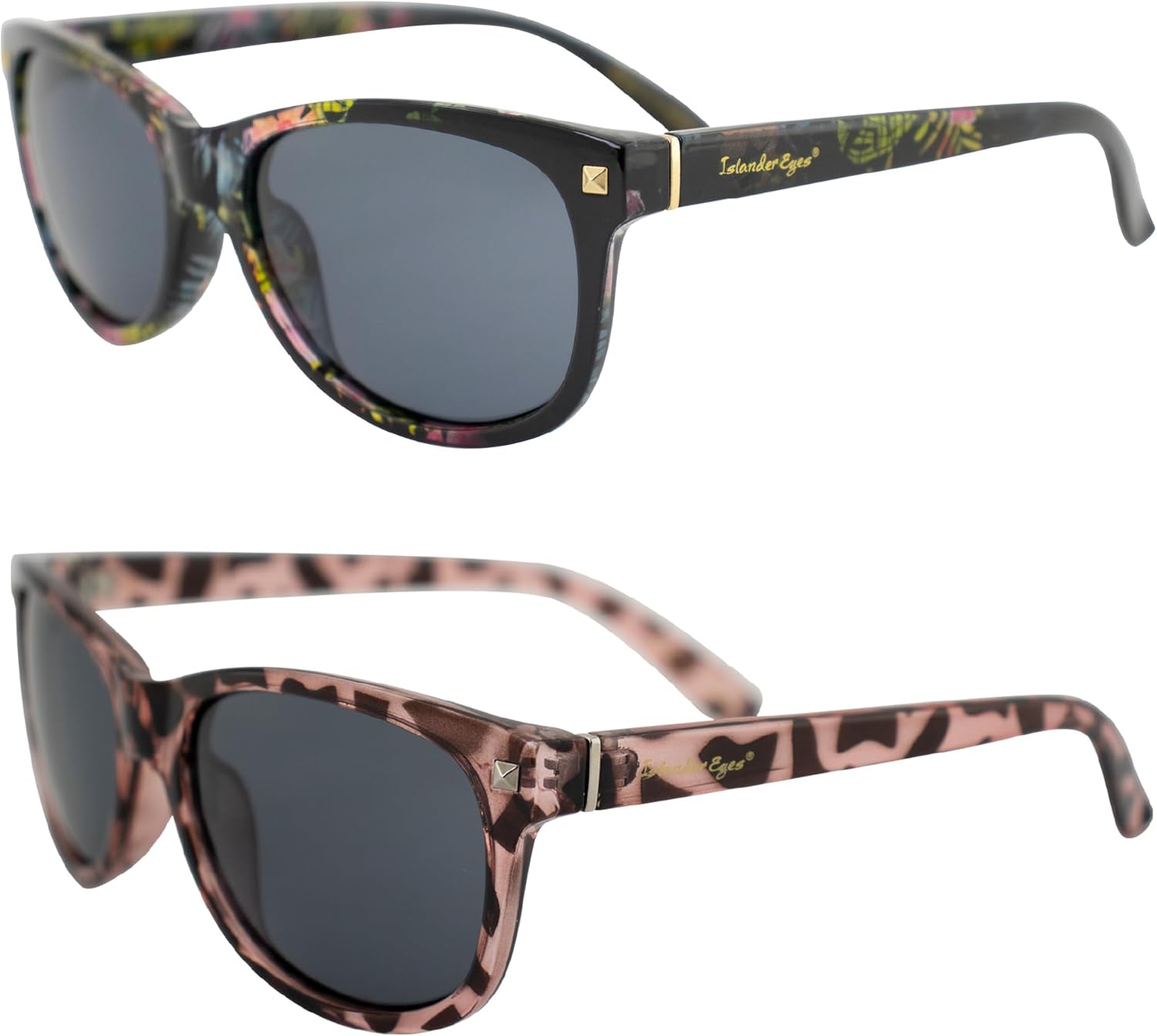 Женские поляризованные солнцезащитные очки Barbados, 2 пары, черная оправа с цветочным принтом и розовая черепаховая оправа с дымчатыми линзами Islander Eyes, Multicolored
Женские поляризованные солнцезащитные очки Barbados, 2 пары, черная оправа с цветочным принтом и розовая черепаховая оправа с дымчатыми линзами Islander Eyes, Multicolored