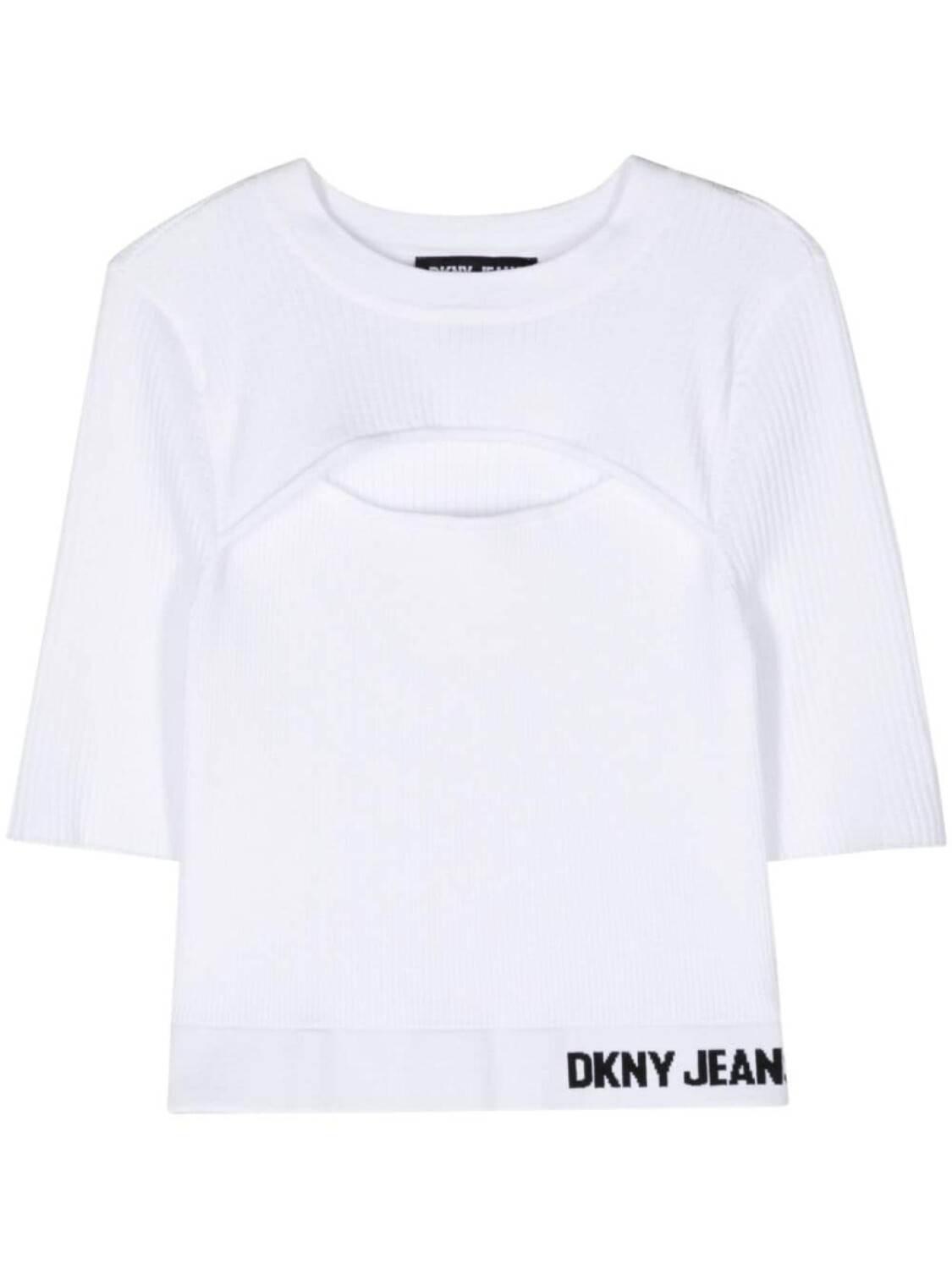 DKNY топ в рубчик с вырезами, белый 
DKNY топ в рубчик с вырезами, белый
