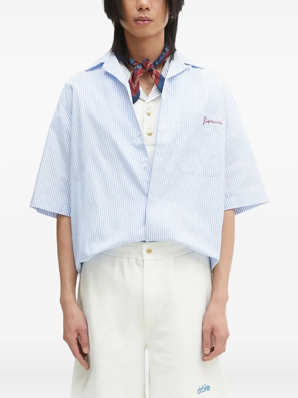 Полосатая вышитая рубашка Fiorucci, синий
Полосатая вышитая рубашка Fiorucci, синий