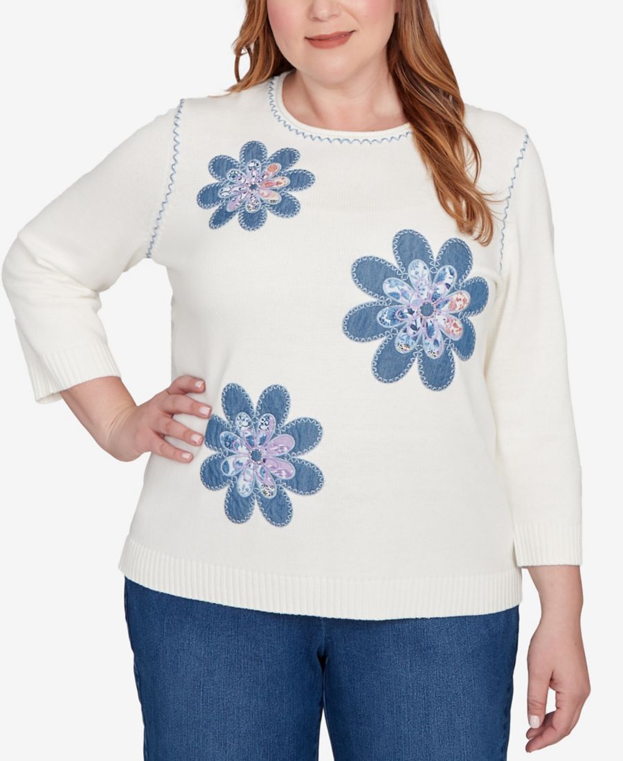 Свитер большого размера Hilton Head из стеганой джинсовой ткани с цветочным аппликацией Alfred Dunner, Ivory
Свитер большого размера Hilton Head из стеганой джинсовой ткани с цветочным аппликацией Alfred Dunner, Ivory