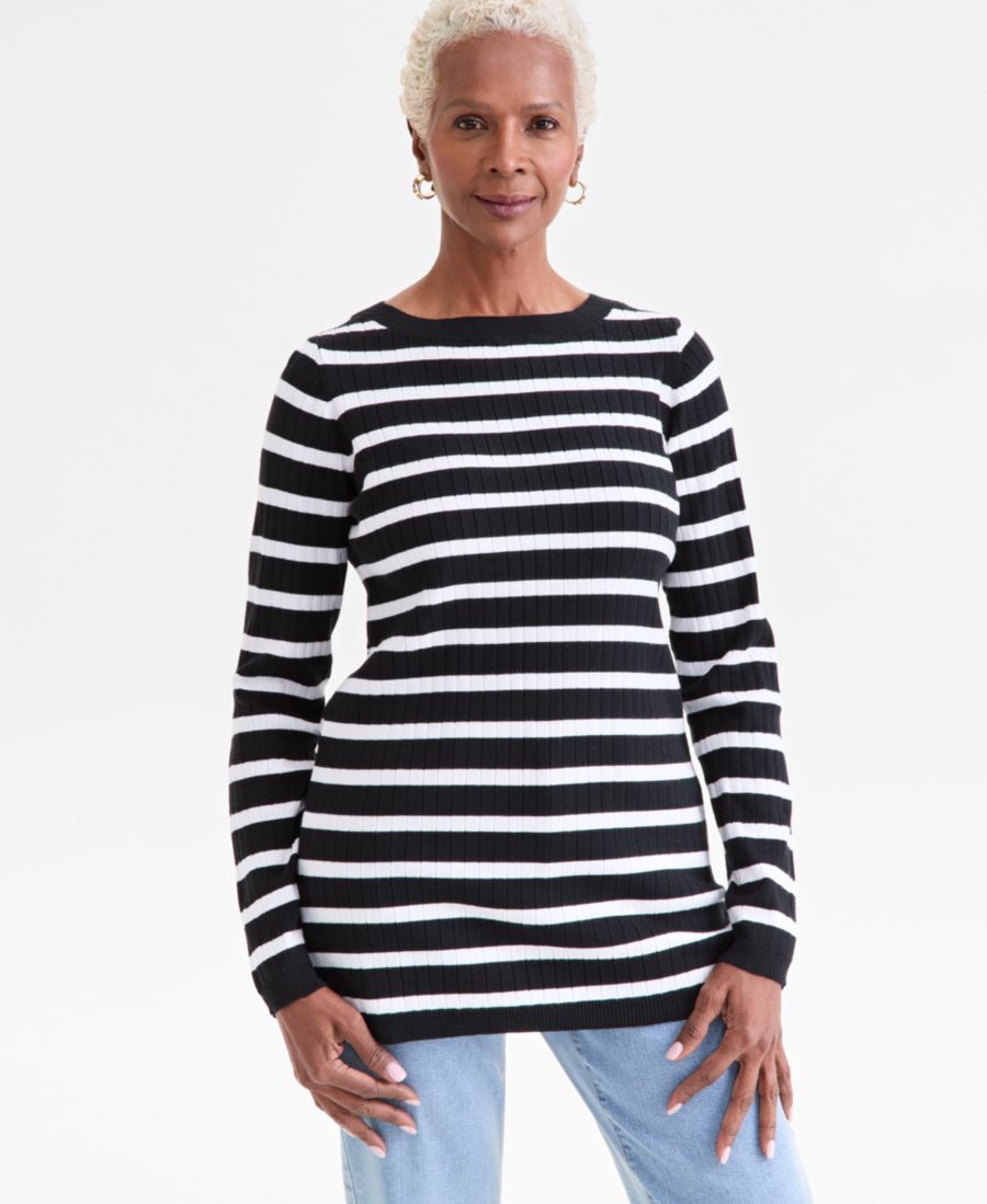 Женская туника-свитер в рубчик с вырезом-лодочкой, размеры PXS-4X Style & Co, Stripe Black
Женская туника-свитер в рубчик с вырезом-лодочкой, размеры PXS-4X Style & Co, Stripe Black