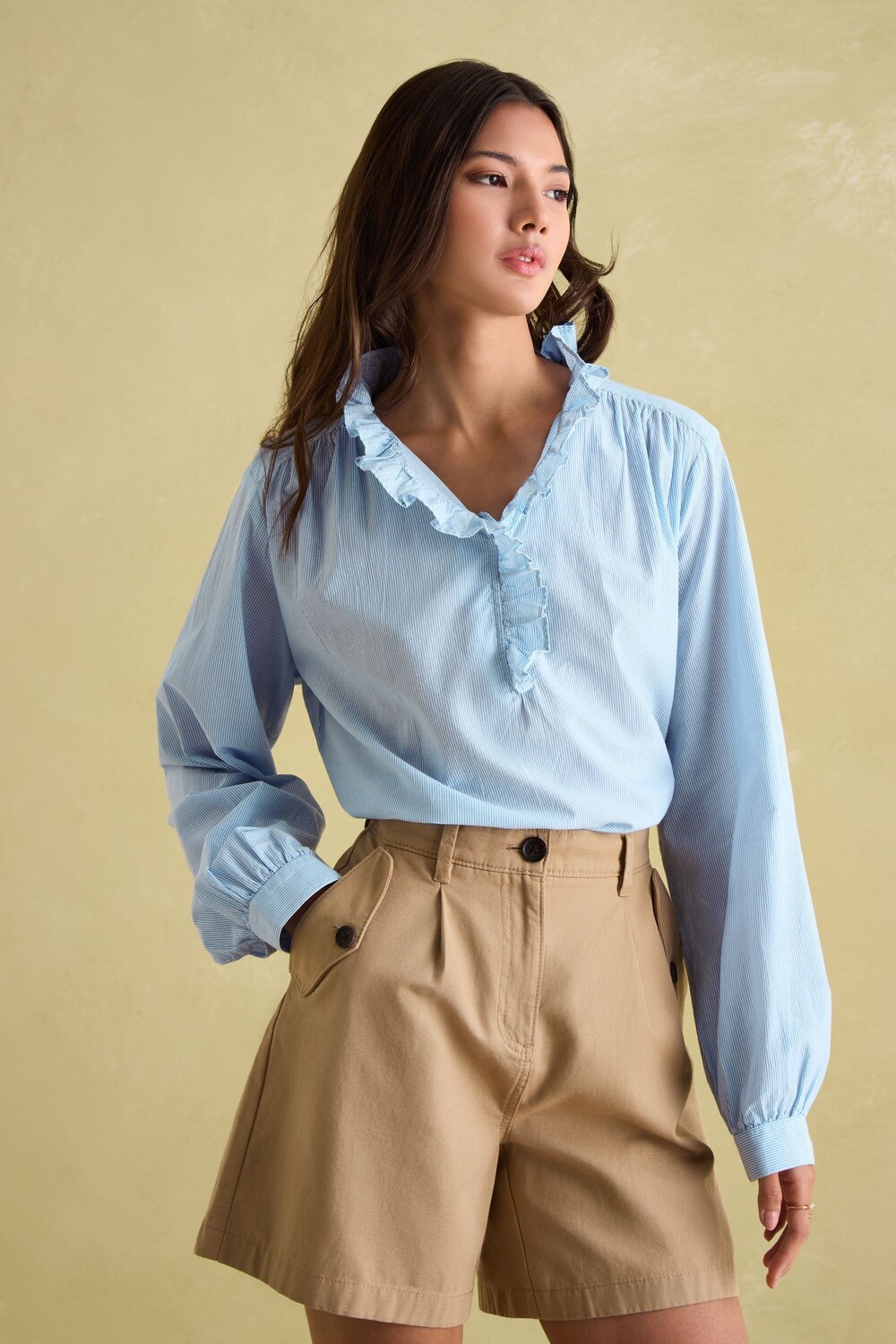 Блузка Melanie из хлопка с оборками Joules, синий 
Блузка Melanie из хлопка с оборками Joules, синий