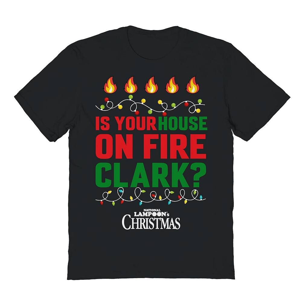 Мужская футболка с рисунком рождественских каникул «Is Your House On Fire» National Lampoon's Licensed Character, черный
Мужская футболка с рисунком рождественских каникул «Is Your House On Fire» National Lampoon's Licensed Character, черный