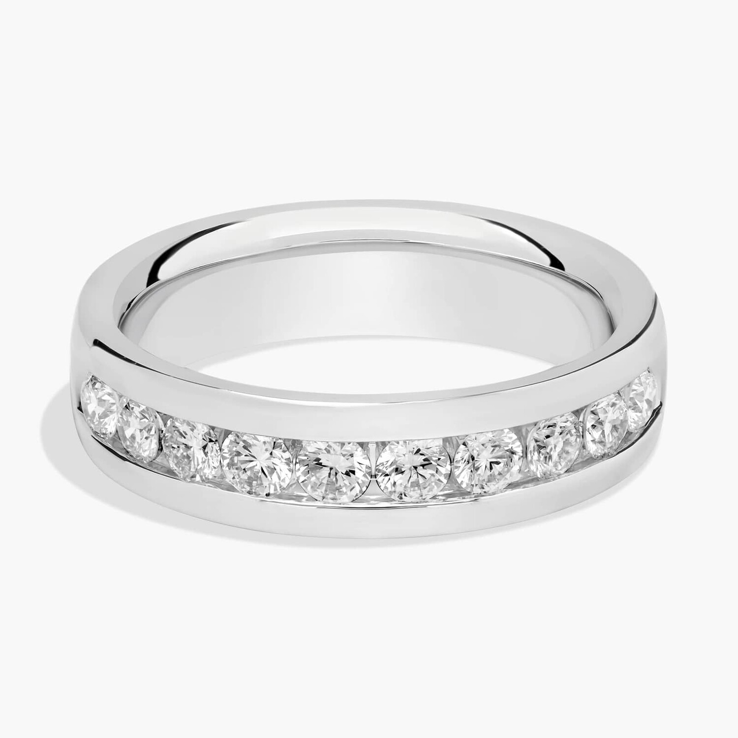 Мужское кольцо с полированными лабораторными бриллиантами из 14-каратного белого золота (1 карат, двойной). Blue Nile