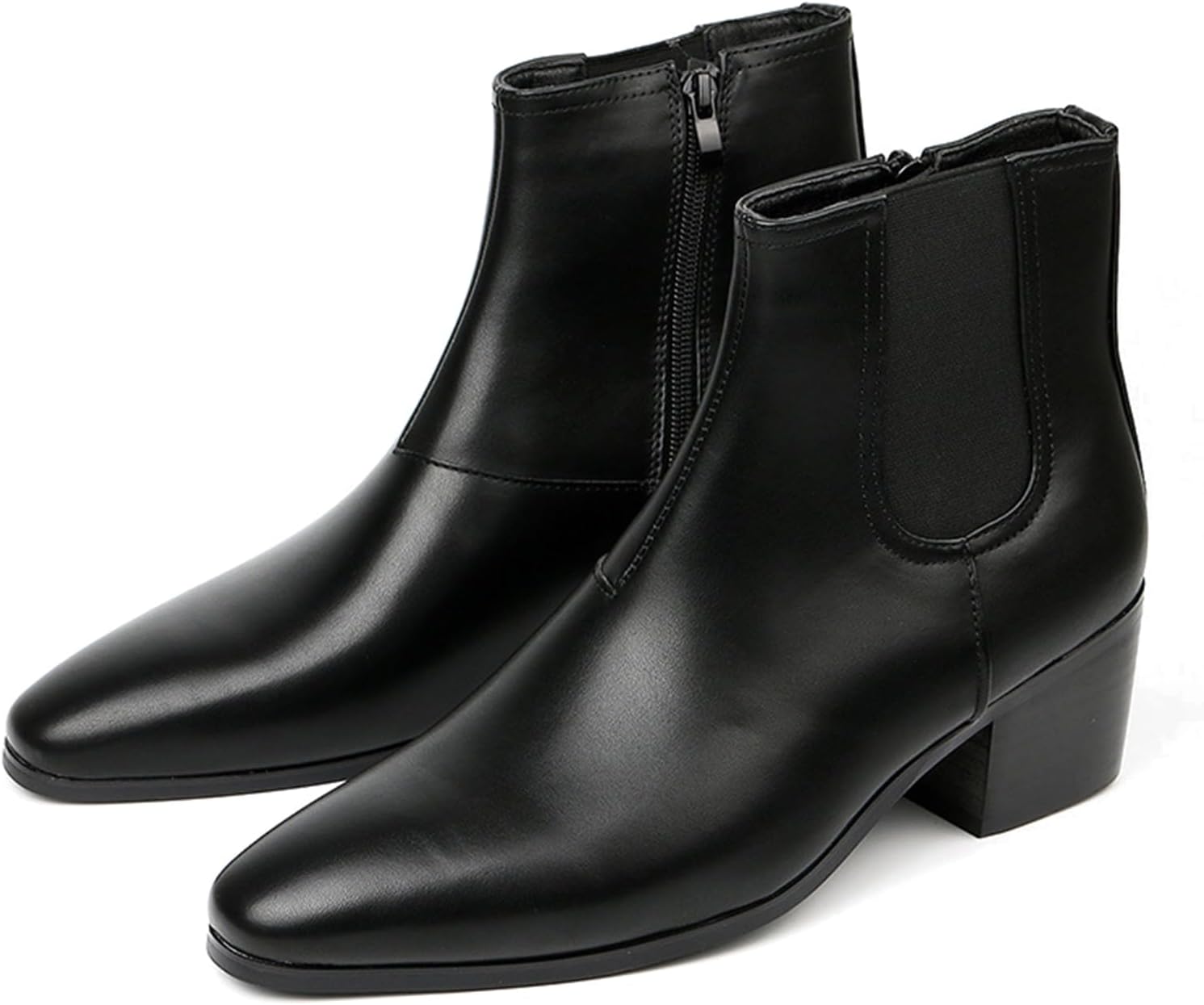 Классические мужские сапоги Челси с высоким каблуком, боковой молнией, из кожи. Модные, с заостренным носком, массивным каблуком, эластичные, средней высоты, на ножку, на выход, для деловых встреч, вечеринок и свадьбы Uzujbaa, черный
Классические мужские сапоги Челси с высоким каблуком, боковой молнией, из кожи. Модные, с заостренным носком, массивным каблуком, эластичные, средней высоты, на ножку, на выход, для деловых встреч, вечеринок и свадьбы Uzujbaa, черный