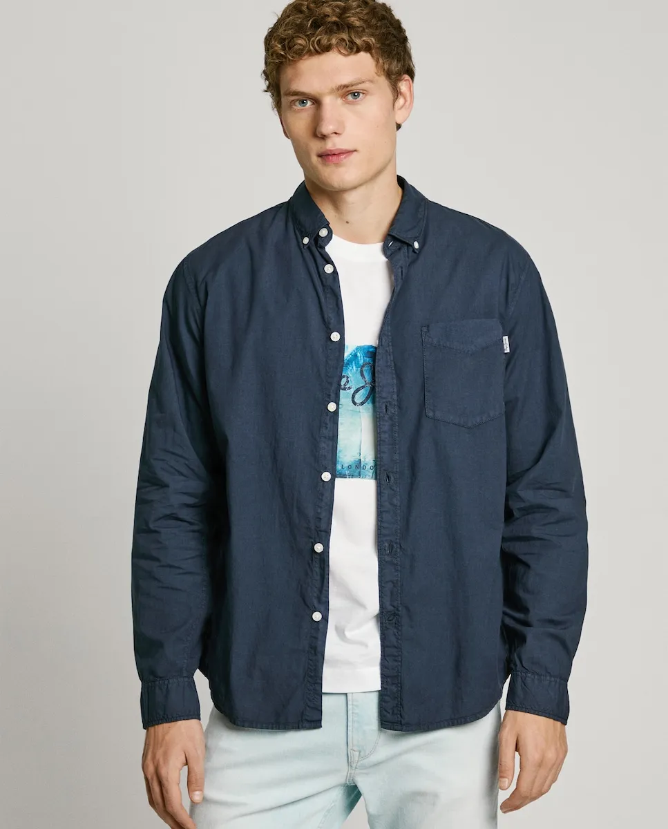 Мужская рубашка из поплина классического кроя, однотонная Pepe Jeans, тёмно-синий
Мужская рубашка из поплина классического кроя, однотонная Pepe Jeans, тёмно-синий