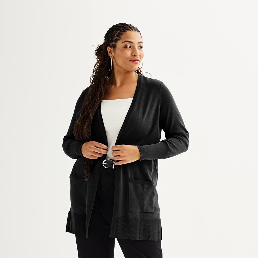 Кардиган размера плюс Nine West Essential с карманами, цвет Mineral Black 
Кардиган размера плюс Nine West Essential с карманами, цвет Mineral Black
