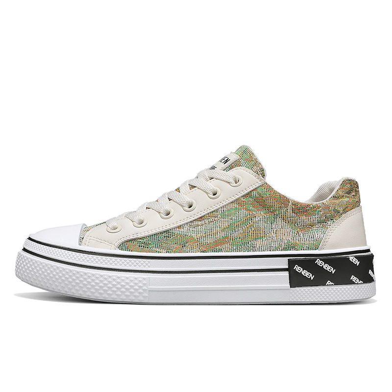 RENBEN Низкие, износостойкие, нескользящие, парусиновые туфли, мужские, бежево-зеленые 
RENBEN Низкие, износостойкие, нескользящие, парусиновые туфли, мужские, бежево-зеленые