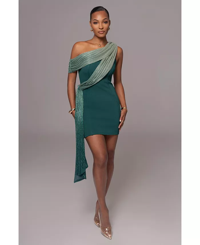 Женское мини-платье с асимметричным драпированным кроем JLUXLABEL, зеленый
Женское мини-платье с асимметричным драпированным кроем JLUXLABEL, зеленый