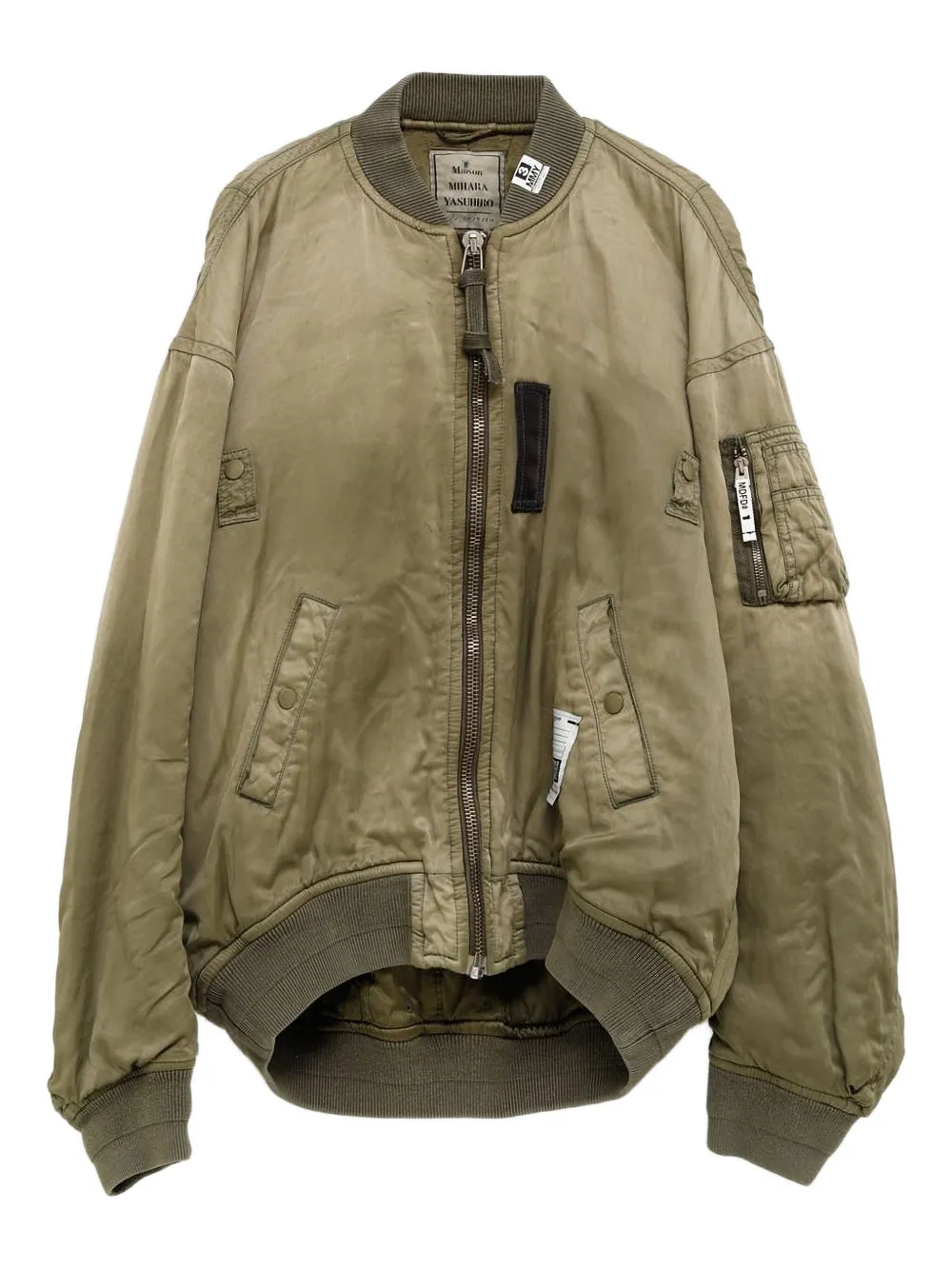 Бомбер на молнии Maison Mihara Yasuhiro, зеленый 
Бомбер на молнии Maison Mihara Yasuhiro, зеленый
