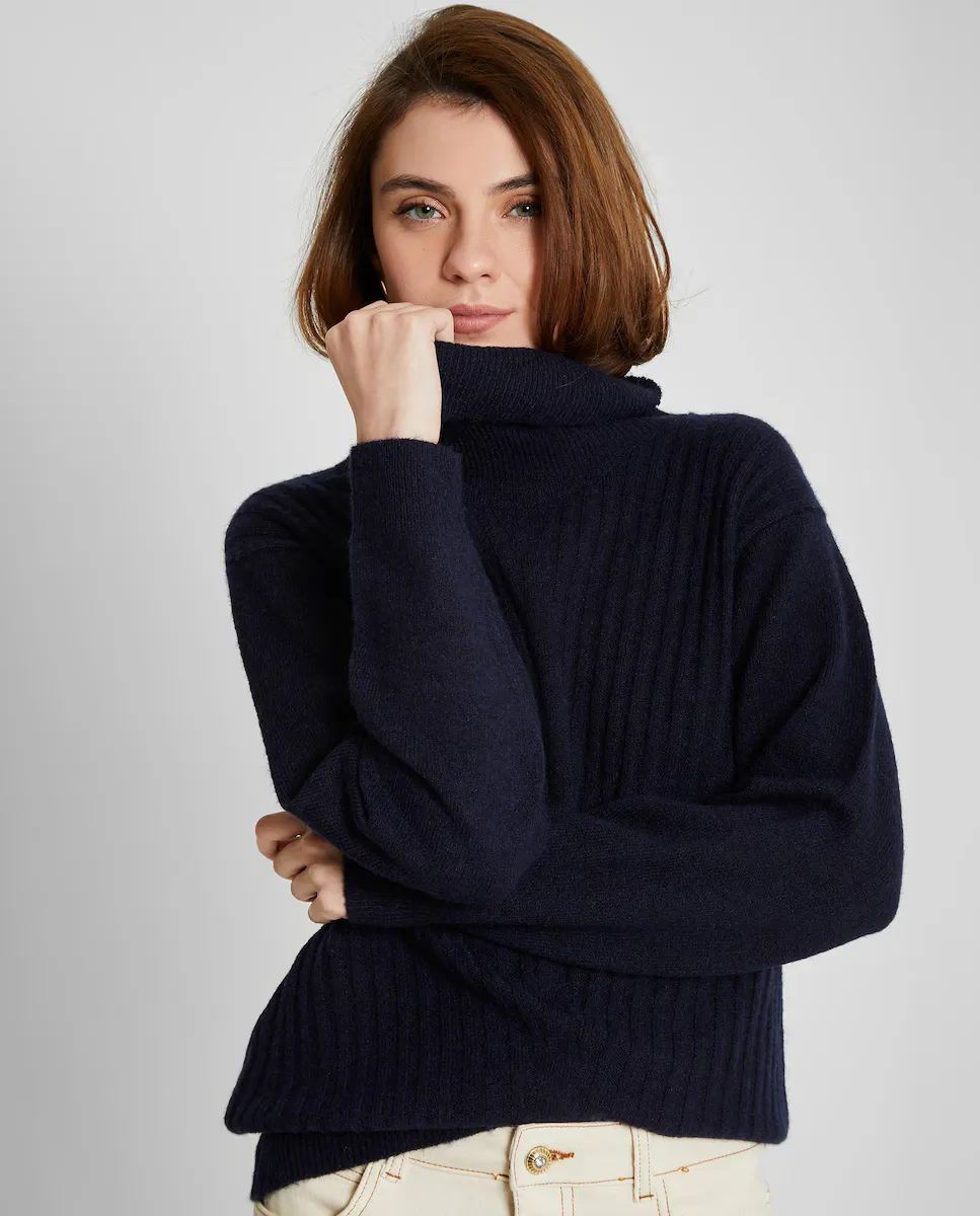 Женский широкий свитер с высоким воротником Trucco, темно-синий
Женский широкий свитер с высоким воротником Trucco, темно-синий