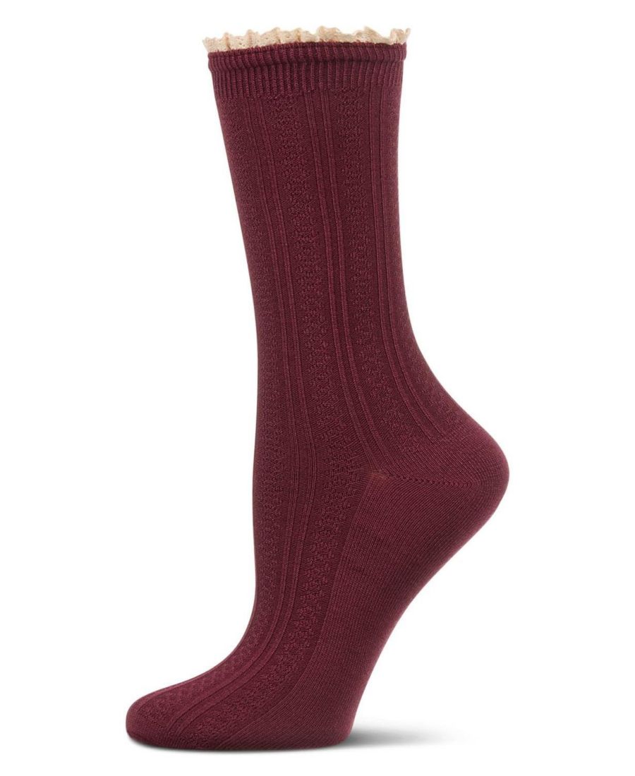 Женские кружевные носки Prairie Lace Crew Socks MeMoi, Burgundy
Женские кружевные носки Prairie Lace Crew Socks MeMoi, Burgundy