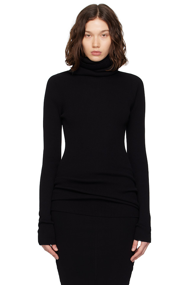 Конкордианс ребристый вязаный водолазный джемпер Rick Owens, черный 
Конкордианс ребристый вязаный водолазный джемпер Rick Owens, черный