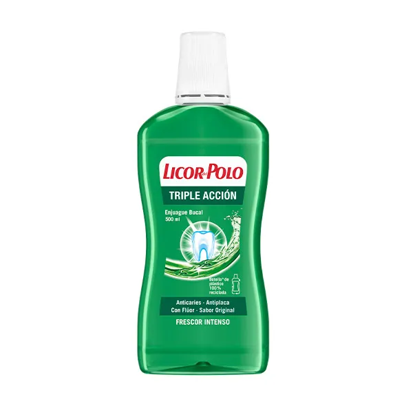 Антибактериальное действие на зубной налет, интенсивная свежесть Enjuage Triple Acción Licor Del Polo, 500 ml
Антибактериальное действие на зубной налет, интенсивная свежесть Enjuage Triple Acción Licor Del Polo, 500 ml