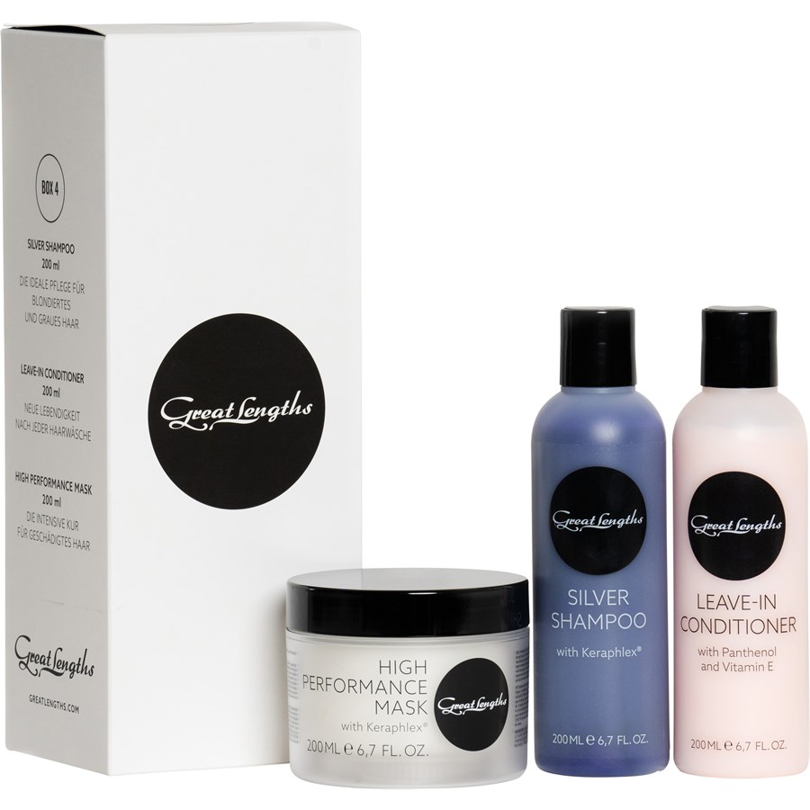 Шампунь Great Lengths Box4 Silver, High Performance Mask 200 ml + Silver Shampoo 200 ml + Leave-In Conditioner 200 ml / 1 Stk.
Шампунь Great Lengths Box4 Silver, High Performance Mask 200 ml + Silver Shampoo 200 ml + Leave-In Conditioner 200 ml / 1 Stk.