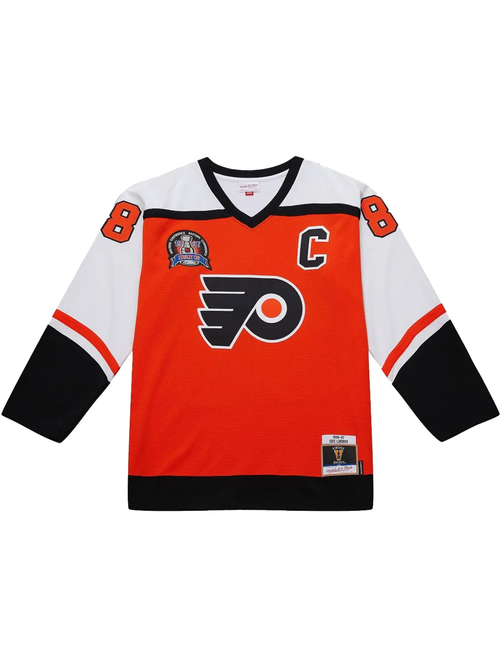 Топ Philadelphia Flyers 1996/97 Eric Lindros Mitchell & Ness, оранжевый
Топ Philadelphia Flyers 1996/97 Eric Lindros Mitchell & Ness, оранжевый