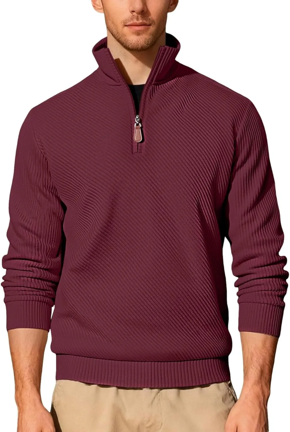 Мужской свитер с воротником стойкой и молнией на четверть, утепленный, облегающий
Мужской свитер с воротником стойкой и молнией на четверть, утепленный, облегающий