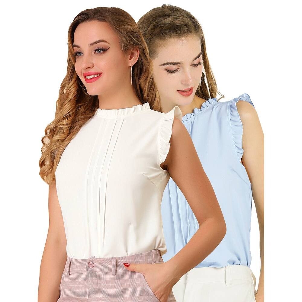 Женские комплекты из 2 комплектов офисных винтажных рабочих блузок без рукавов с круглым вырезом и рюшами, топ ALLEGRA K, цвет White Or Blue
Женские комплекты из 2 комплектов офисных винтажных рабочих блузок без рукавов с круглым вырезом и рюшами, топ ALLEGRA K, цвет White Or Blue