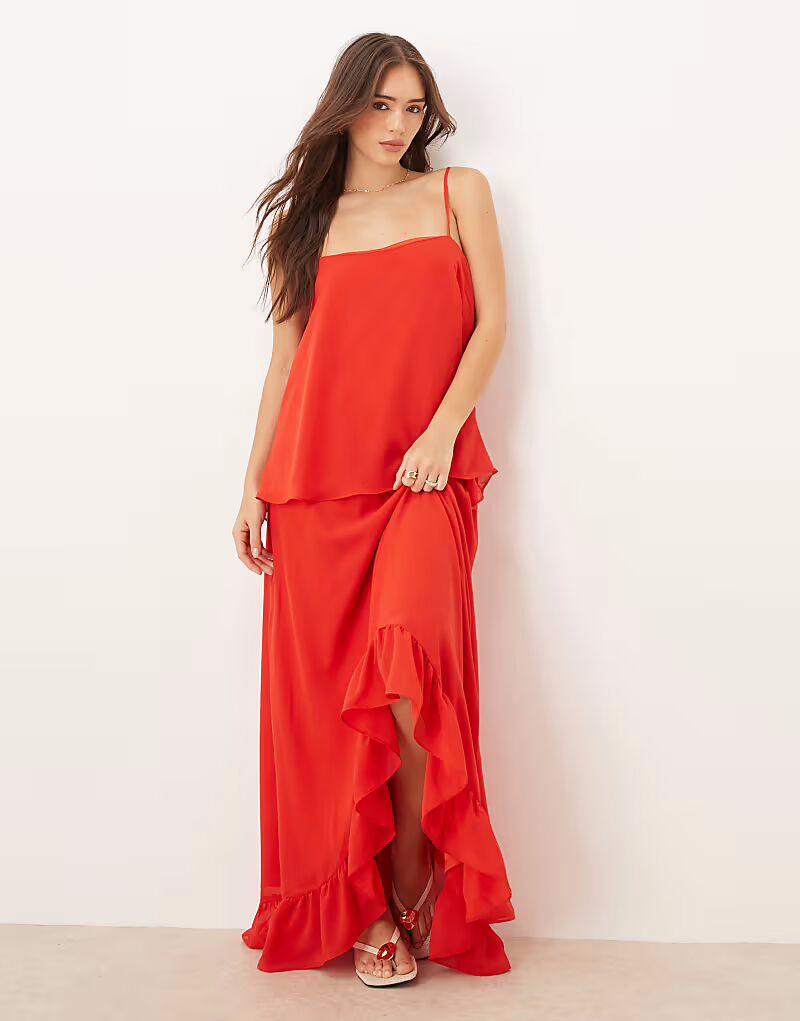 Платье макси из шифона ASOS DESIGN с оборками по подолу в томатно-красном цвете
Платье макси из шифона ASOS DESIGN с оборками по подолу в томатно-красном цвете
