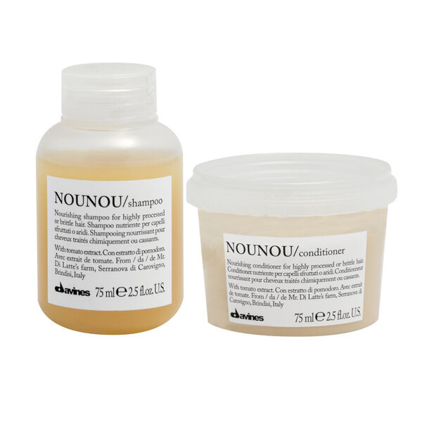 Набор для поврежденных волос: шампунь, 75 мл + кондиционер, 75 мл Davines Nounou 
Набор для поврежденных волос: шампунь, 75 мл + кондиционер, 75 мл Davines Nounou