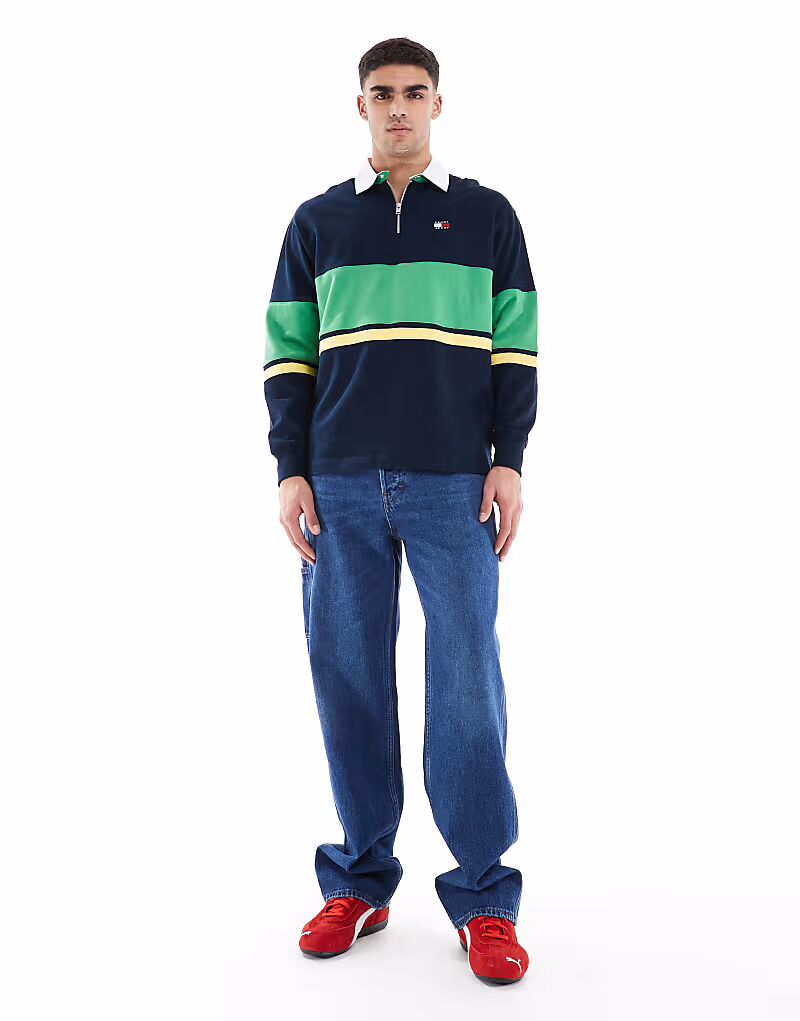 Свободные прямые джинсы Tommy Jeans Jaimie в стиле плотницкого кроя темного цвета 
Свободные прямые джинсы Tommy Jeans Jaimie в стиле плотницкого кроя темного цвета