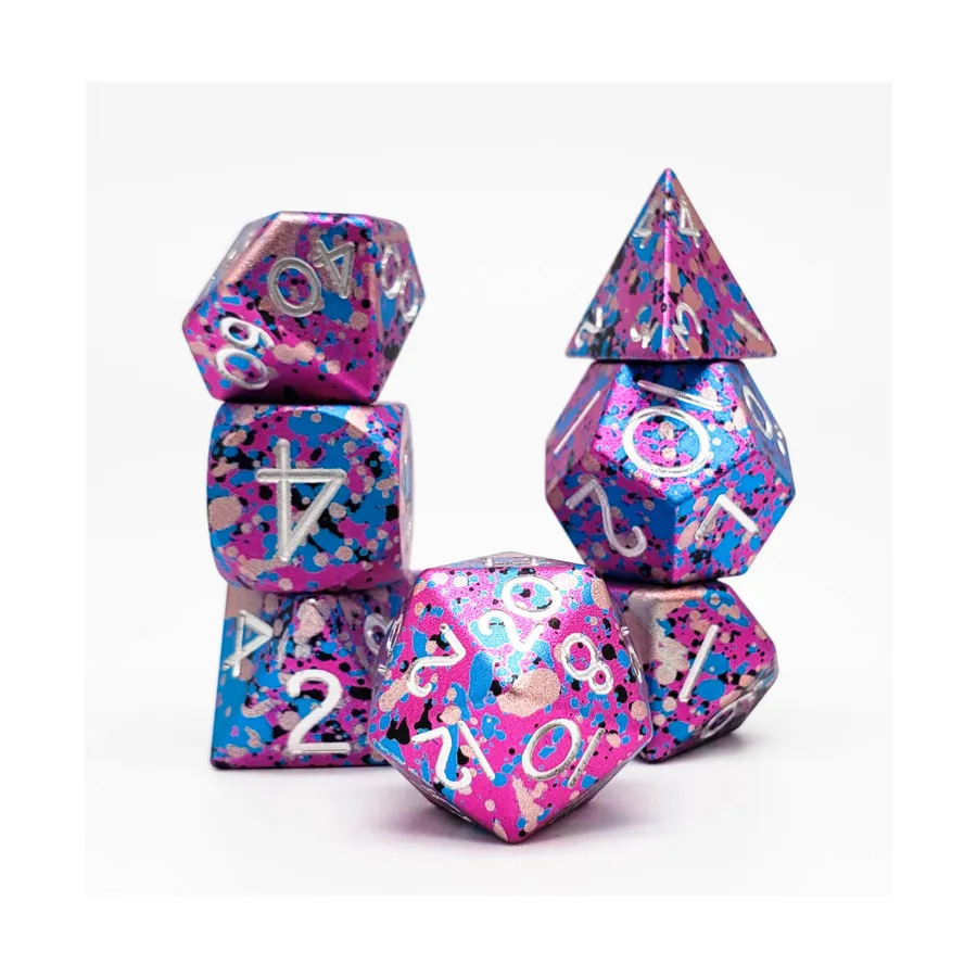 Набор из анодированного полимера «Полок» — Нео-Токио (7), Aluminium Solid Dice (Level Up Dice)