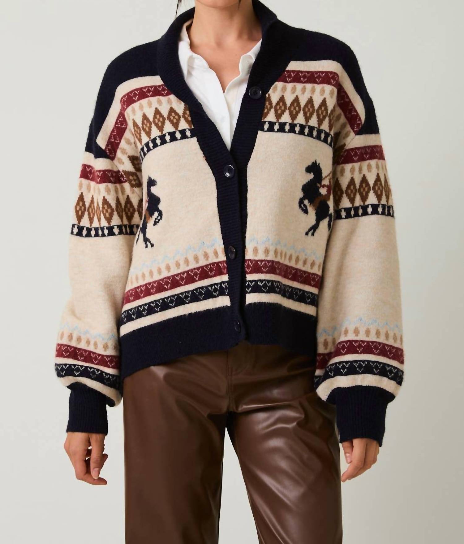 LE LIS Свободный кардиган с изображением лошади, бежевого цвета
LE LIS Свободный кардиган с изображением лошади, бежевого цвета