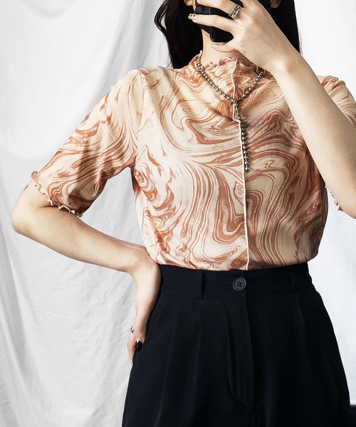 Топ с коротким рукавом, прозрачный, двусторонний принт под мрамор Me+em select, оранжевый
Топ с коротким рукавом, прозрачный, двусторонний принт под мрамор Me+em select, оранжевый