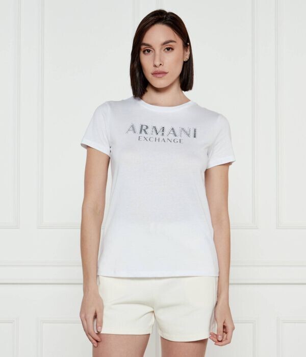 Футболка женская Armani Exchange со стразами, белый
Футболка женская Armani Exchange со стразами, белый