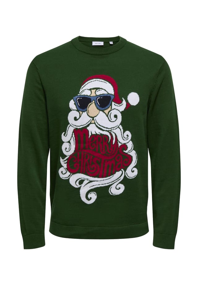 Пуловер рождественский вязаный свитер с r-образным вырезом Only & Sons, зеленый 
Пуловер рождественский вязаный свитер с r-образным вырезом Only & Sons, зеленый