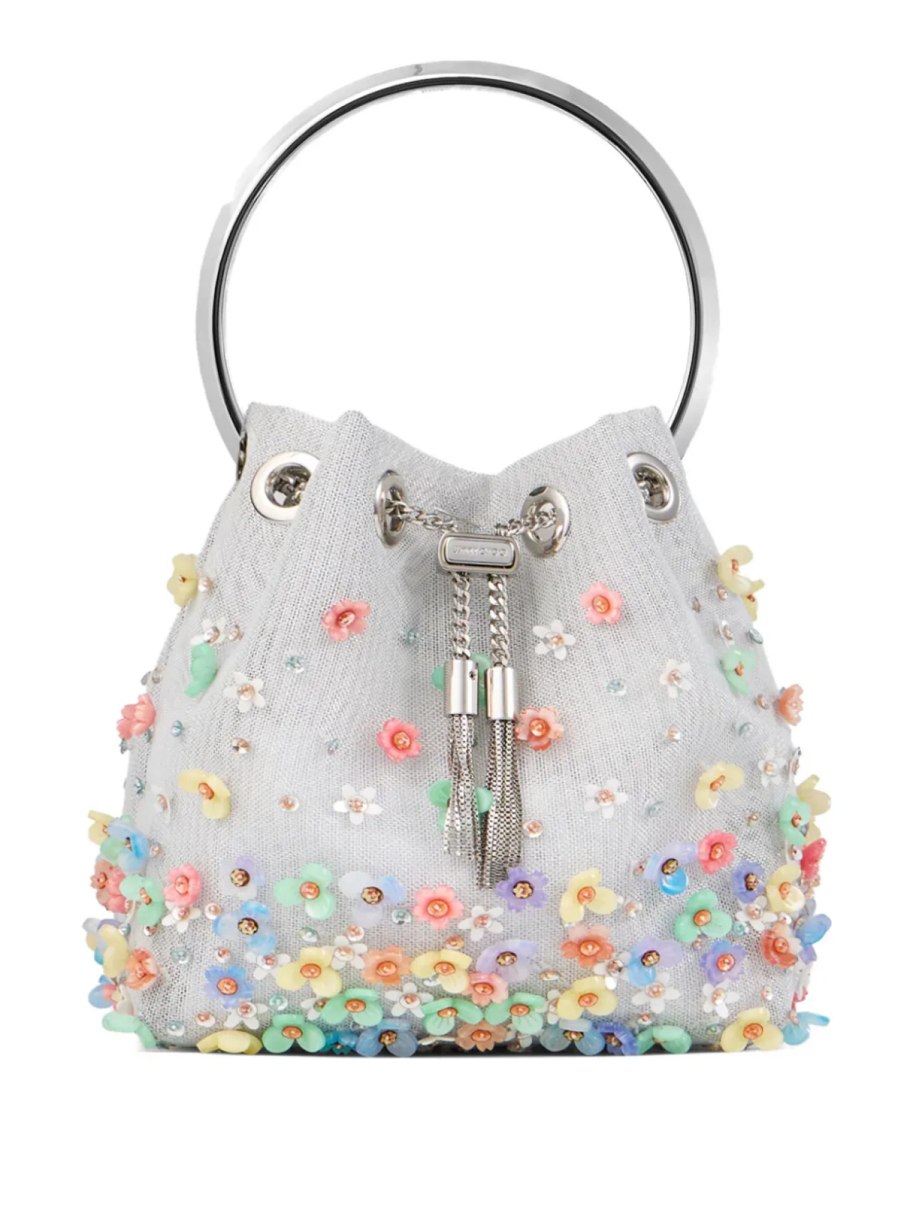 Jimmy Choo сумка-ведро Bon Bon с цветочным декором, серебряный
Jimmy Choo сумка-ведро Bon Bon с цветочным декором, серебряный