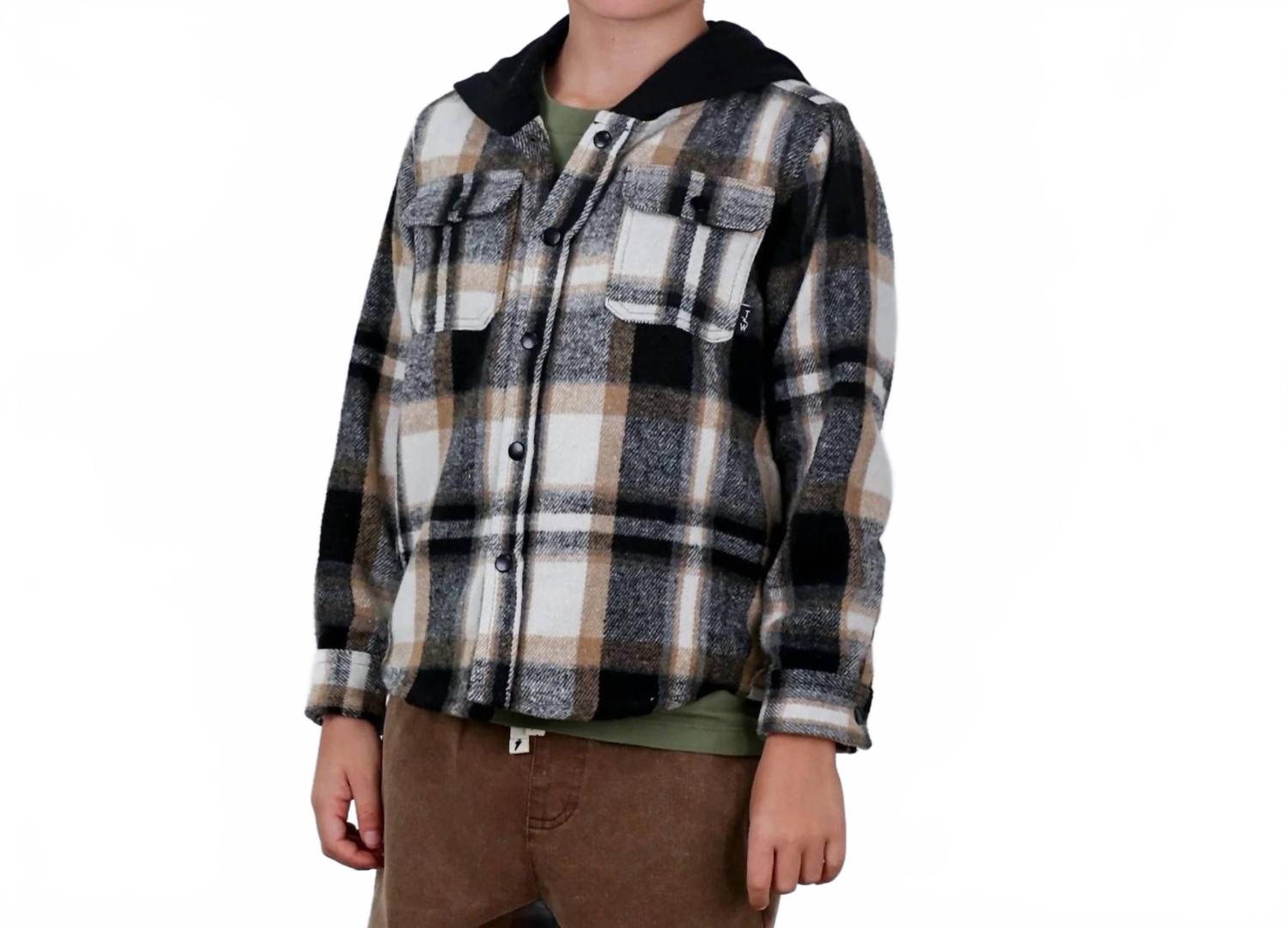 TINY WHALES Фланелевая рубашка с капюшоном Woodsman, цвет черный песок
TINY WHALES Фланелевая рубашка с капюшоном Woodsman, цвет черный песок