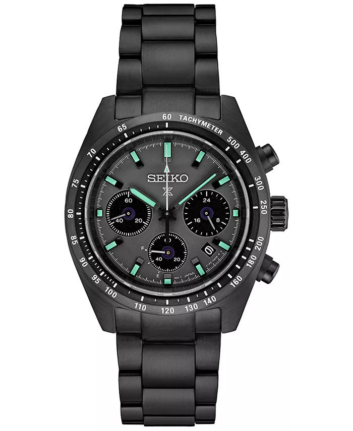 Мужские часы-хронограф Solar Prospex Speedtimer с черным ионным покрытием из нержавеющей стали, браслет 39 мм Seiko
Мужские часы-хронограф Solar Prospex Speedtimer с черным ионным покрытием из нержавеющей стали, браслет 39 мм Seiko