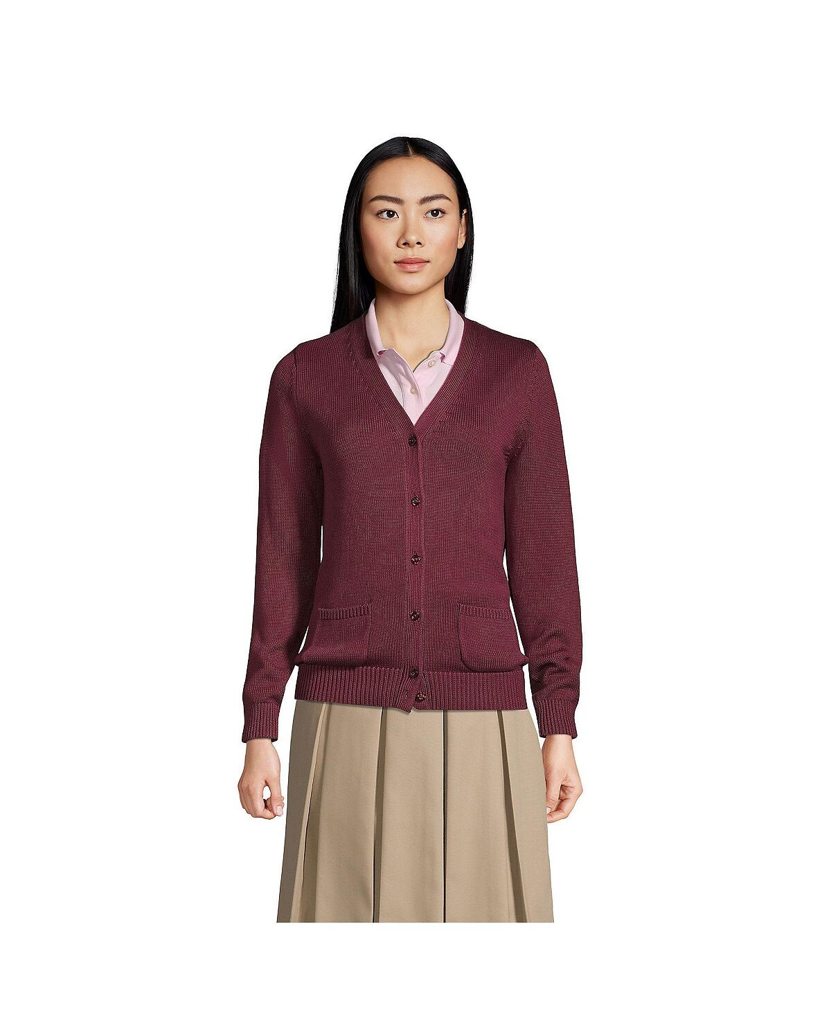 Школьная форма, женский хлопковый свитер с модальными пуговицами спереди Lands' End
Школьная форма, женский хлопковый свитер с модальными пуговицами спереди Lands' End