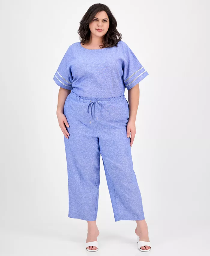 Брюки больших размеров с высокой талией и широкими штанинами Anne Klein, синий
Брюки больших размеров с высокой талией и широкими штанинами Anne Klein, синий