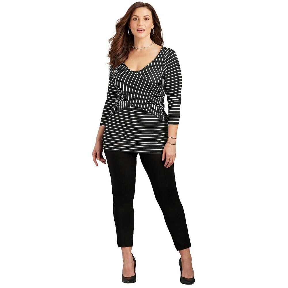 Женский топ с запахом спереди и пышной коллекцией Catherines Plus Size, цвет Black Ivory Stripe
Женский топ с запахом спереди и пышной коллекцией Catherines Plus Size, цвет Black Ivory Stripe
