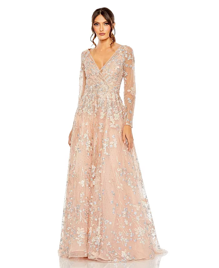 Женское платье с запахом, декорированное кружевными вставками, с длинными рукавами и силуэтом А-силуэта Mac Duggal, оранжевый
Женское платье с запахом, декорированное кружевными вставками, с длинными рукавами и силуэтом А-силуэта Mac Duggal, оранжевый