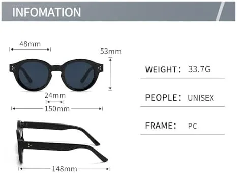 Винтажные круглые солнцезащитные очки 2027 года для женщин и мужчин, градиентные солнцезащитные очки, прозрачные линзы, защита от УФ-излучения UV400 MTZJH, Black
Винтажные круглые солнцезащитные очки 2027 года для женщин и мужчин, градиентные солнцезащитные очки, прозрачные линзы, защита от УФ-излучения UV400 MTZJH, Black