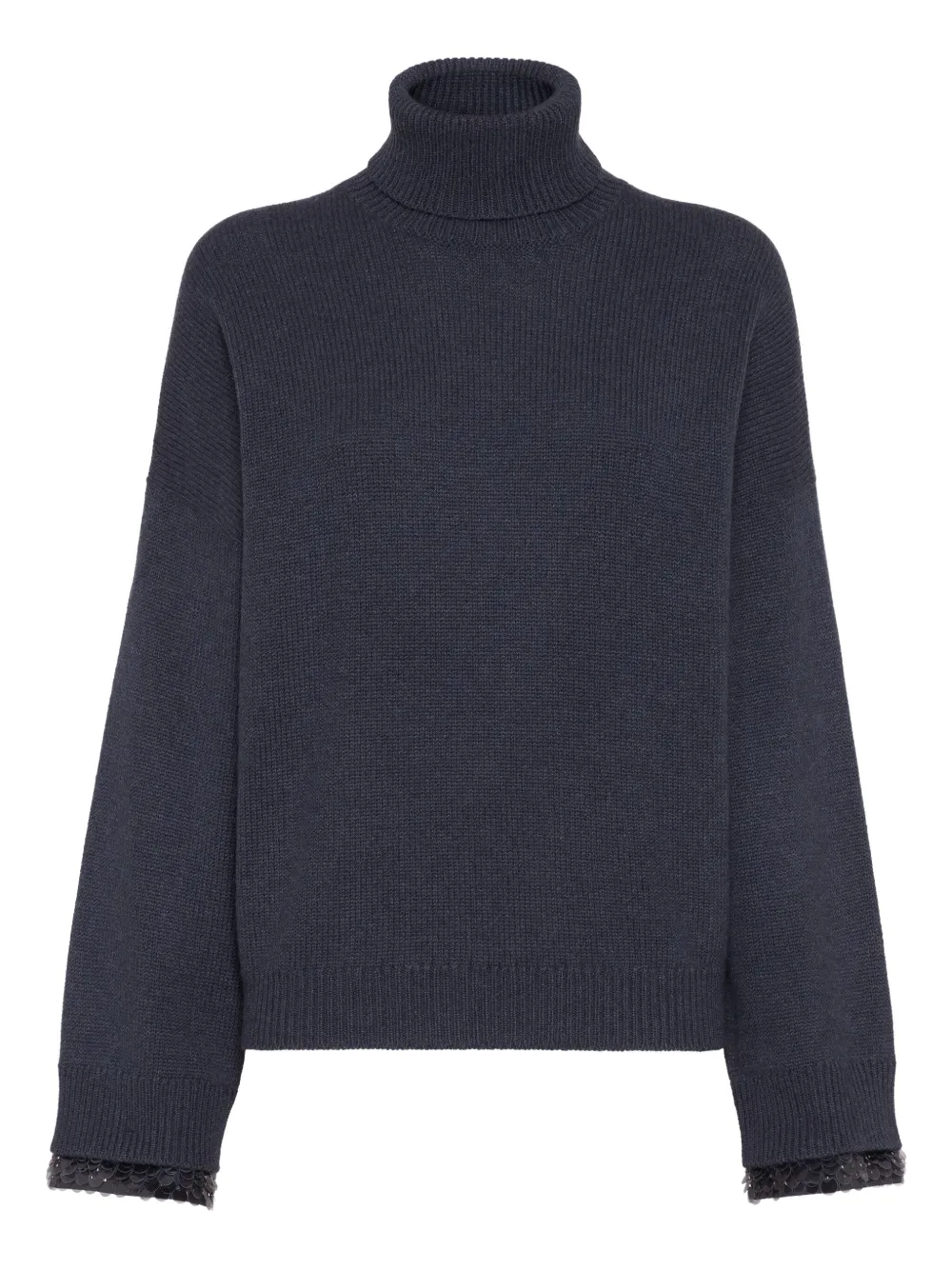 Свитер с высоким воротником и пайетками Brunello Cucinelli, синий
Свитер с высоким воротником и пайетками Brunello Cucinelli, синий