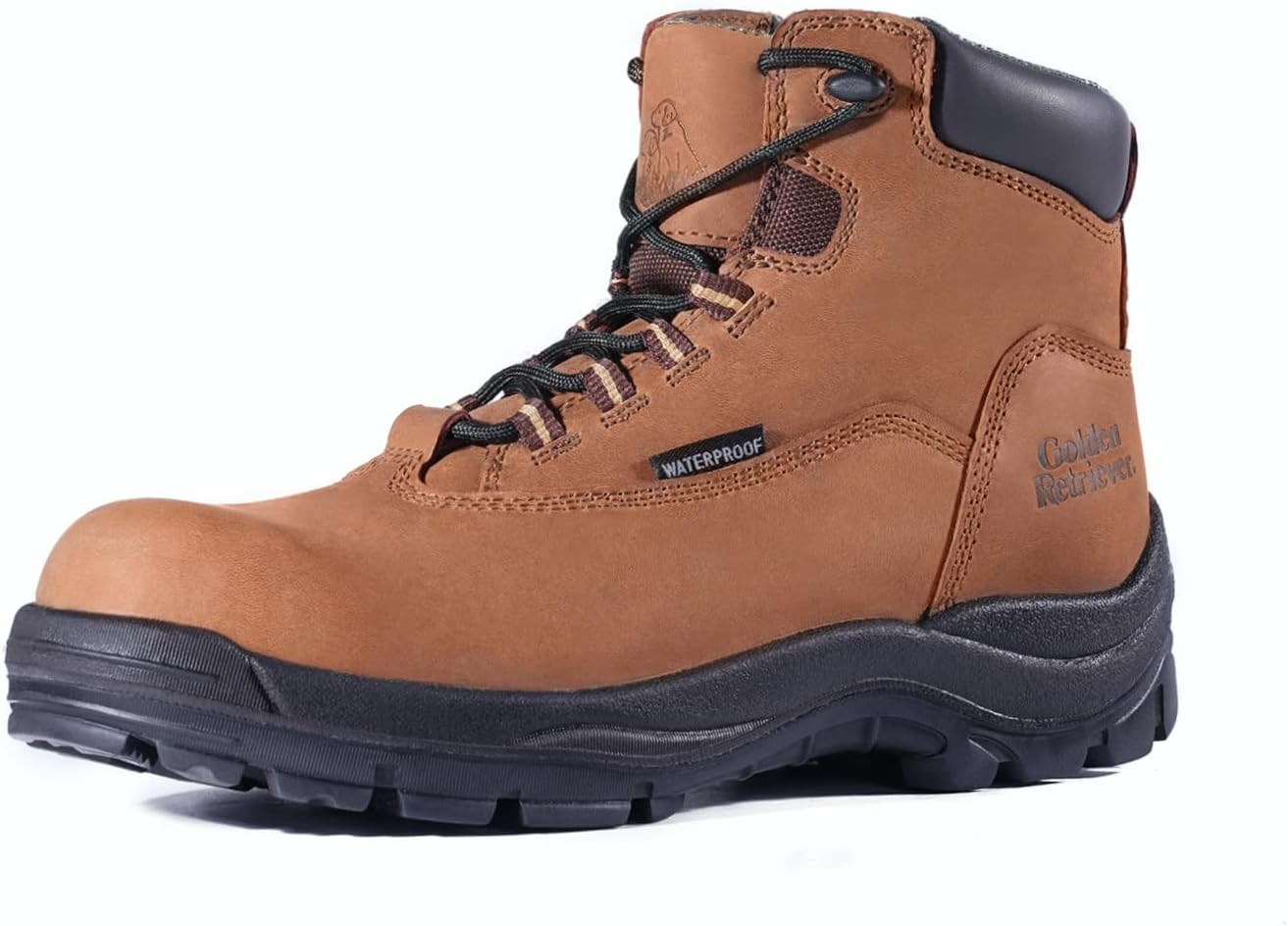 Ботинки Golden Retriever с металлическим носком 6'' для мужчин, водонепроницаемые строительные ботинки, устойчивые к скольжению и маслу, с подкладкой Coolmax, комфортные, соответствуют стандарту ASTM F2413-18 EH G6855, золотой/стальной
Ботинки Golden Retriever с металлическим носком 6'' для мужчин, водонепроницаемые строительные ботинки, устойчивые к скольжению и маслу, с подкладкой Coolmax, комфортные, соответствуют стандарту ASTM F2413-18 EH G6855, золотой/стальной