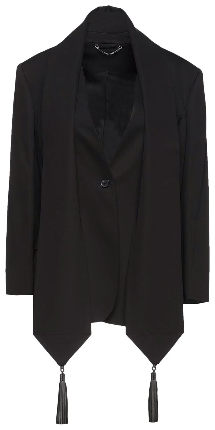 Блейзер Ferragamo с декоративными элементами в виде палантина, черный
Блейзер Ferragamo с декоративными элементами в виде палантина, черный