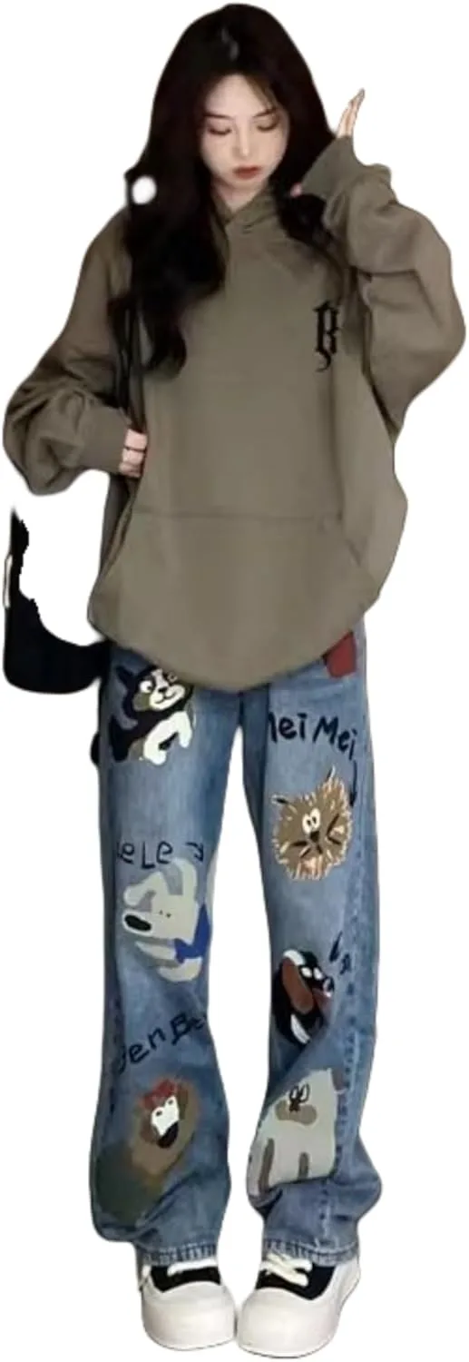 Американские ретро джинсы в стиле граффити, женские, прямые свободные широкие
Американские ретро джинсы в стиле граффити, женские, прямые свободные широкие