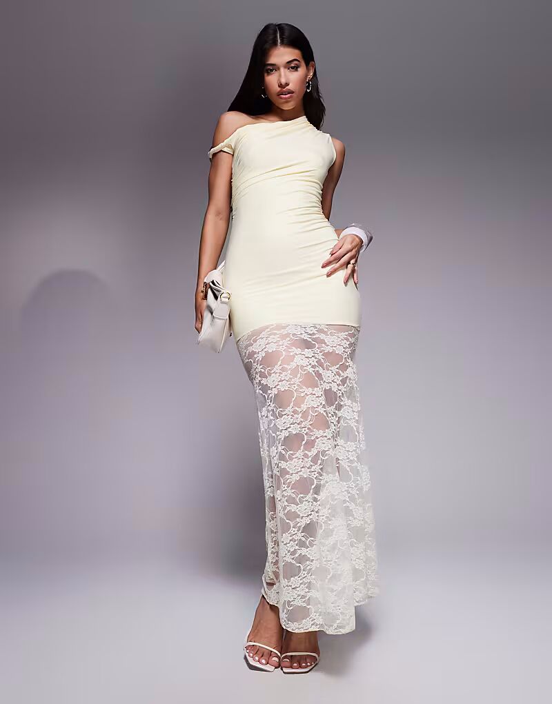 Эксклюзивное двухслойное облегающее платье Kaiia с открытыми плечами и асимметричной прозрачной кружевной юбкой макси лимонного цвета
Эксклюзивное двухслойное облегающее платье Kaiia с открытыми плечами и асимметричной прозрачной кружевной юбкой макси лимонного цвета