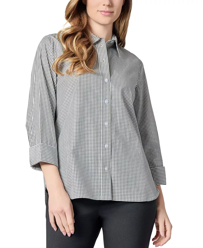 Женская рубашка с пуговицами в клетку с рукавом 3/4 Kasper, белый
Женская рубашка с пуговицами в клетку с рукавом 3/4 Kasper, белый