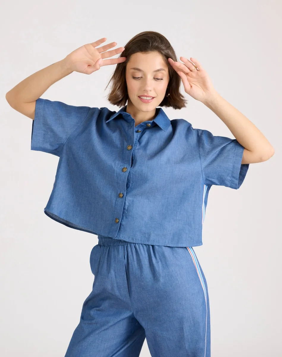 Женская кроп-кофта с коротким рукавом Naf Naf, индиго
Женская кроп-кофта с коротким рукавом Naf Naf, индиго