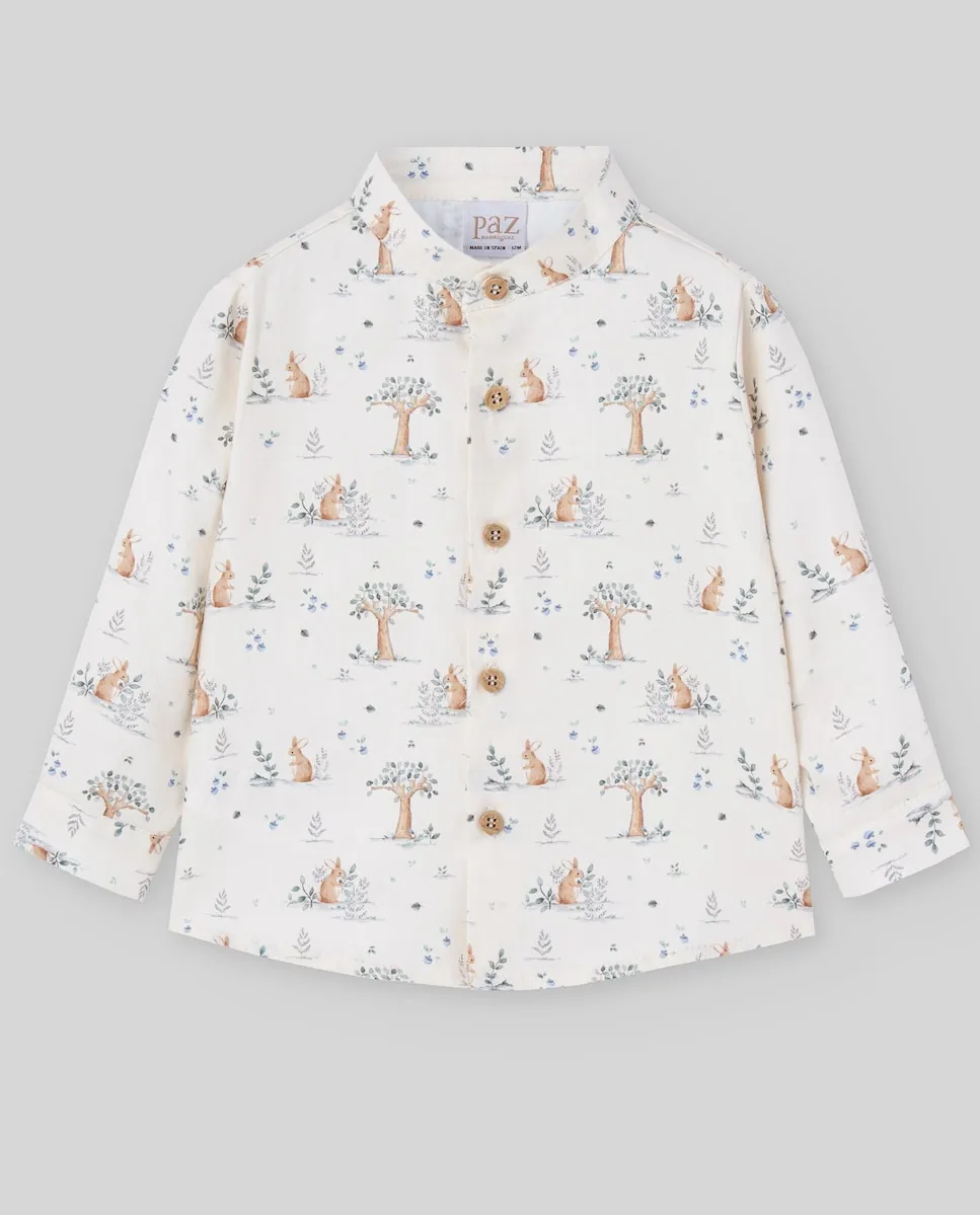 Детская рубашка с воротником мао из коллекции Помпон Paz Rodríguez, пастельно-розовый 
Детская рубашка с воротником мао из коллекции Помпон Paz Rodríguez, пастельно-розовый