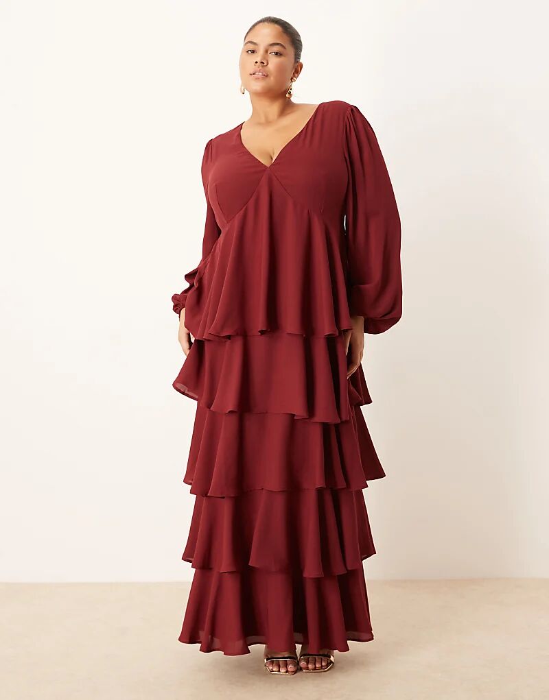 Платье макси Pretty Lavish Curve Ashton с оборками винного цвета
Платье макси Pretty Lavish Curve Ashton с оборками винного цвета