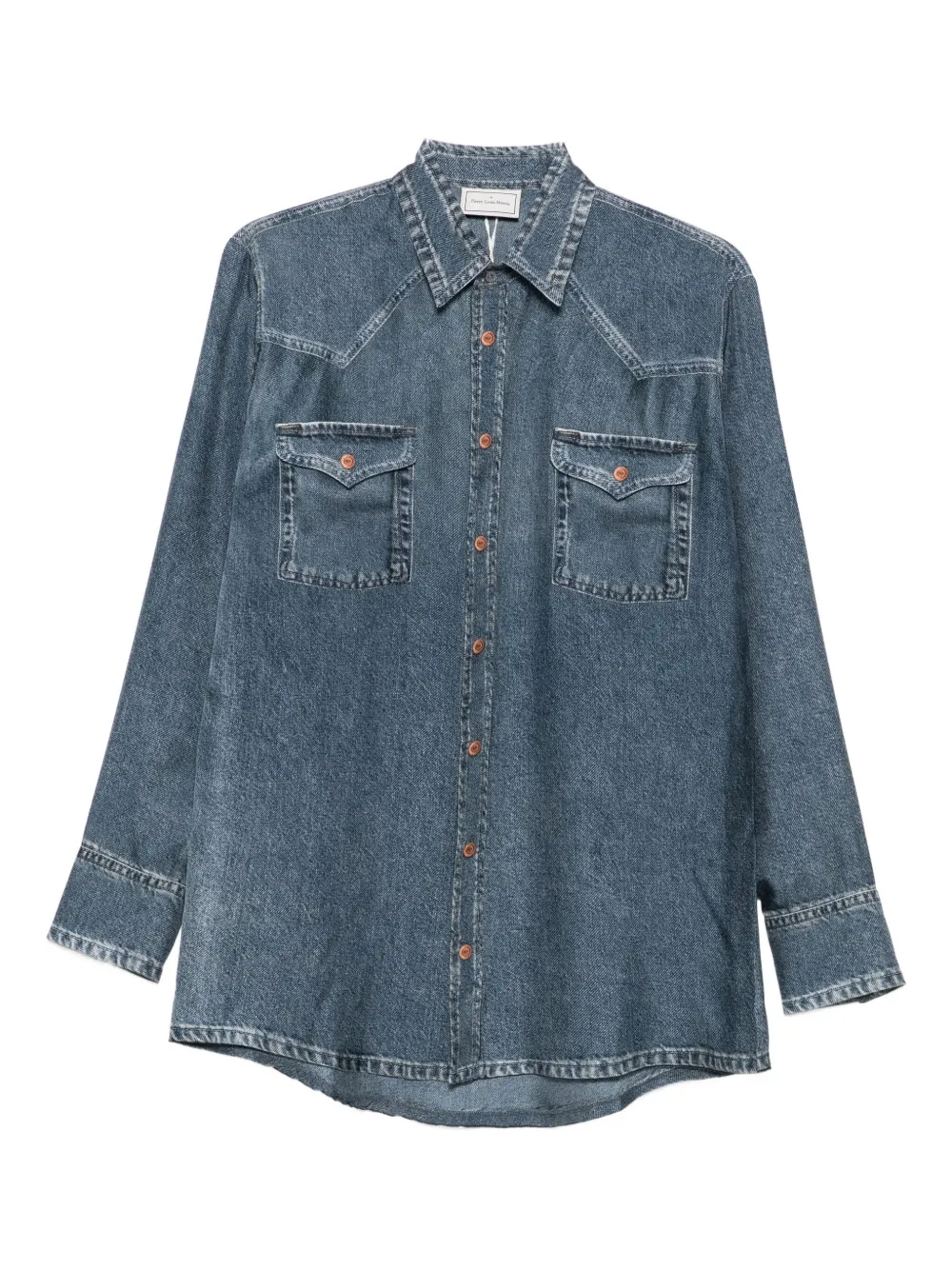 Шелковая рубашка с карманами-клапанами Pierre-Louis Mascia, синий 
Шелковая рубашка с карманами-клапанами Pierre-Louis Mascia, синий